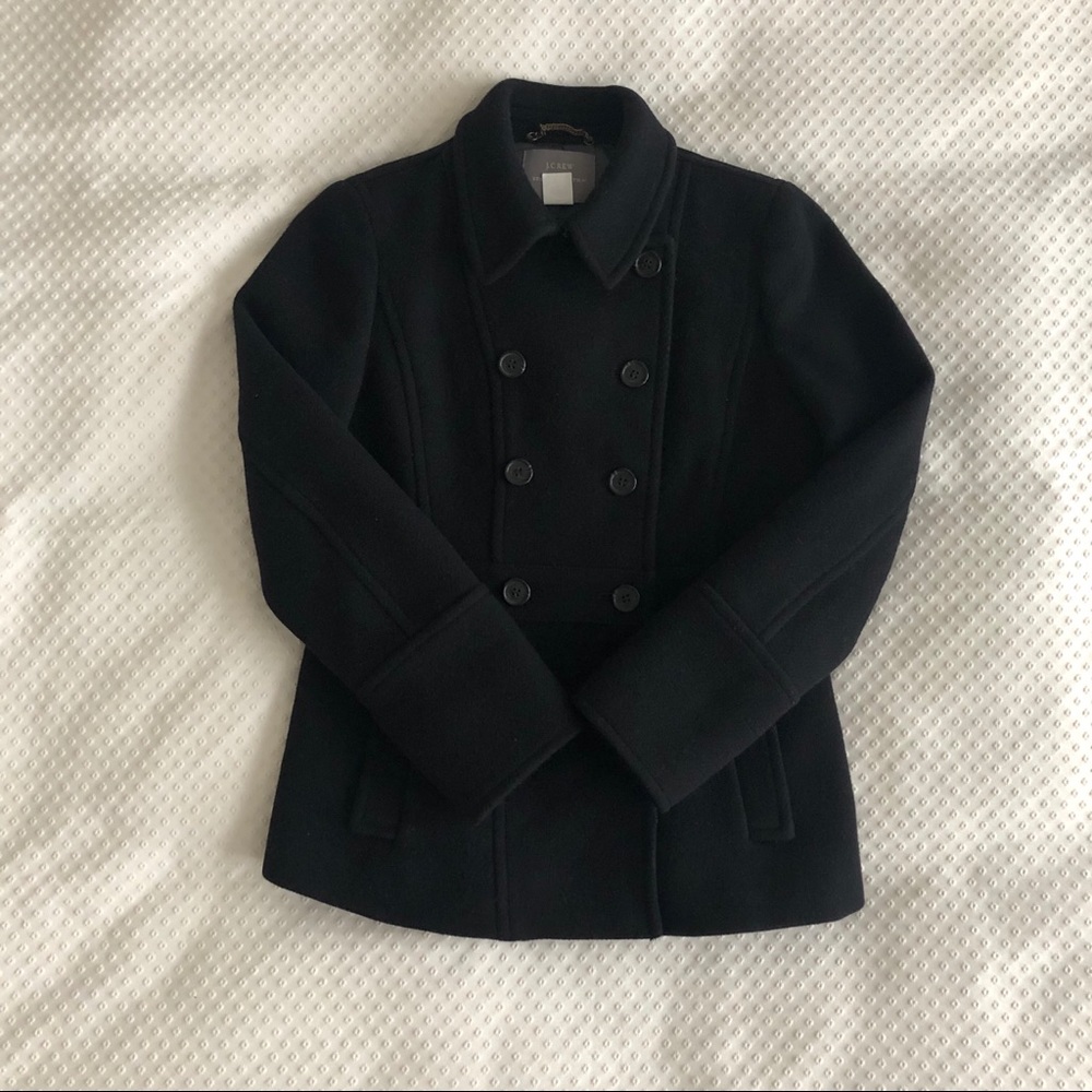J. Crew Classic Black Wool Peacoat